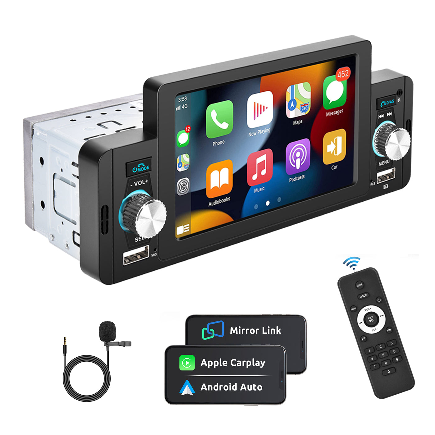 Auto Radio 1 Din MP3 Bluetooth USB SD LCD 7 colores – InTouch Perú