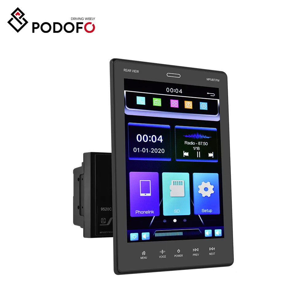Podofo Estéreo de coche Android doble DIN 9.5 pulgadas pantalla táctil  vertical 2+32G Radio auto con cámara de respaldo AHD receptores de audio  con