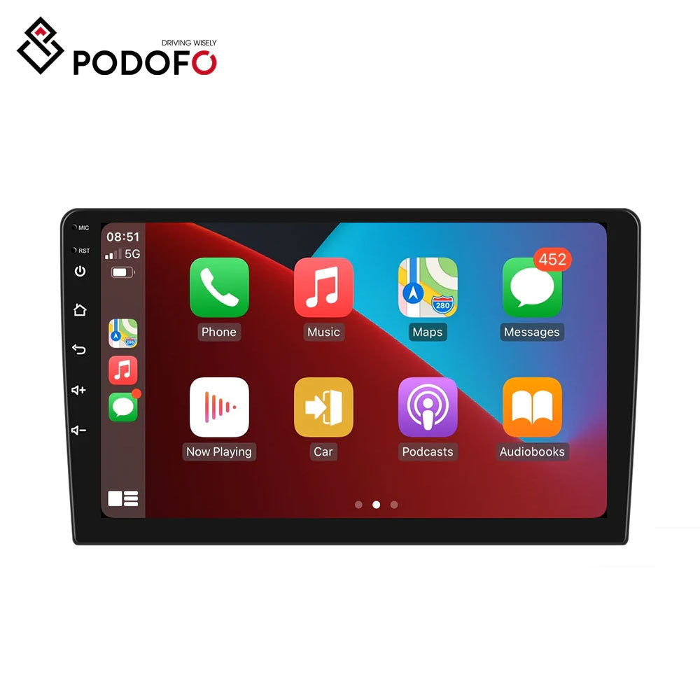 Podofo 1 Din Android 10.0 Car Multimedia Player GPS Wifi FM/RDS Bluetooth  Car Radio 7'' Touch Screen Audio Stereo For Universal