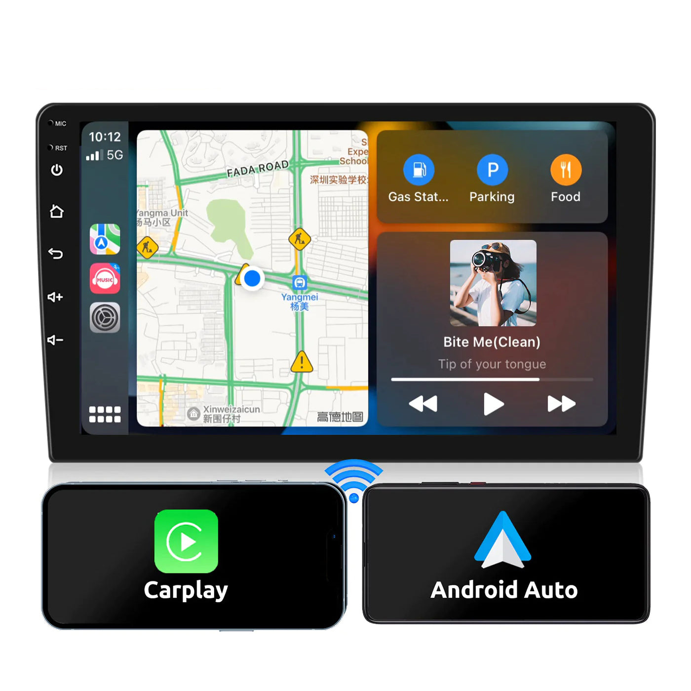 Road Top Wireless Carplay & Android Auto, écran tactile 8,8