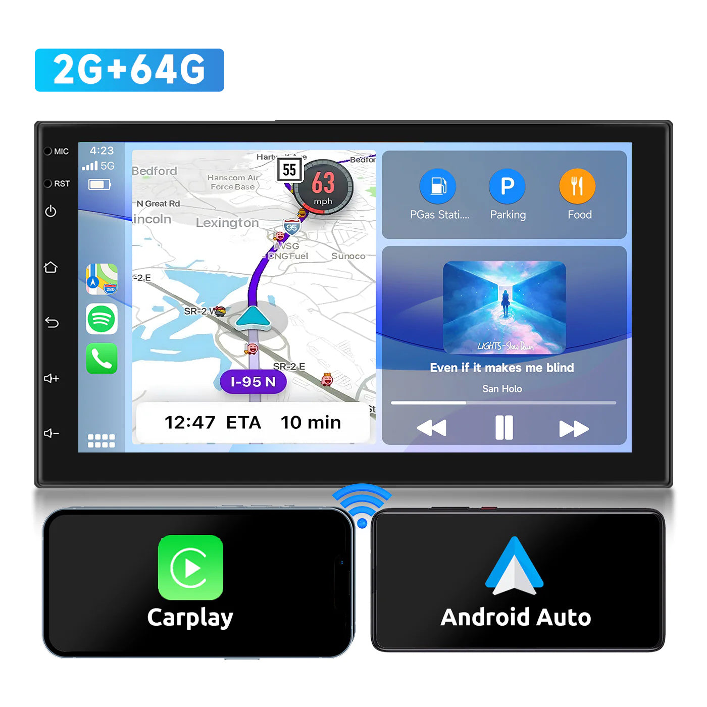 podofo 2 din 7 ''android coche radio auto carplay android auto gps