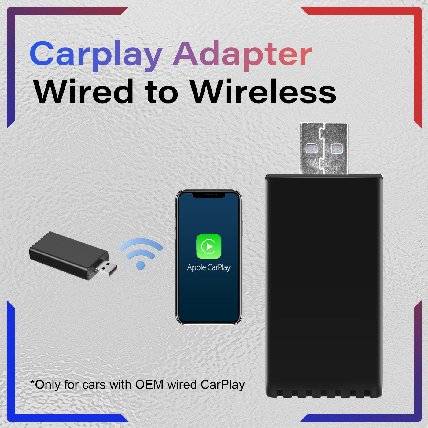 Wireless CarPlay Adapter For OEM Car Stereo W/USB Plug And Play for  IOS/Android