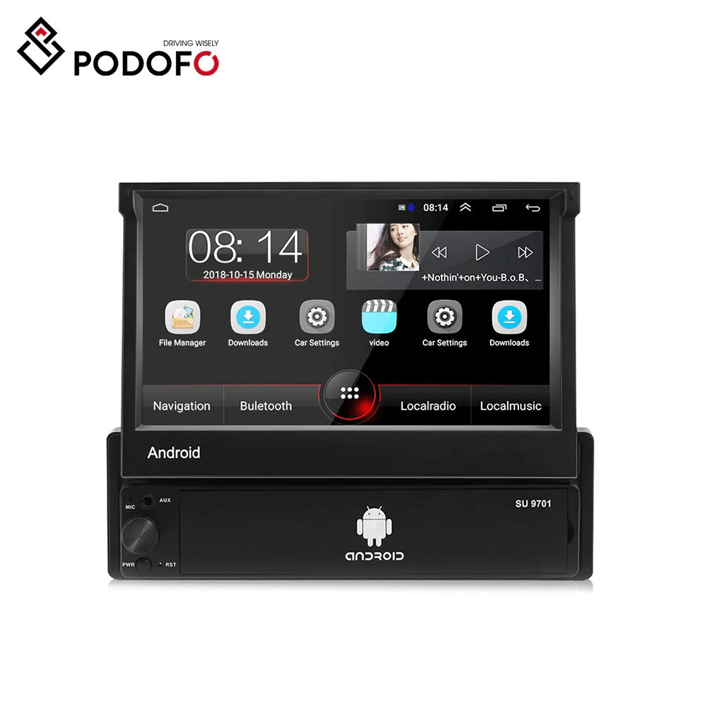 Podofo Autoradio 2 Din Bluetooth Main Libre 7 Pouces Écran Tactile Android  GPS avec Camera De Recul Poste Radio Voiture Autoradios D