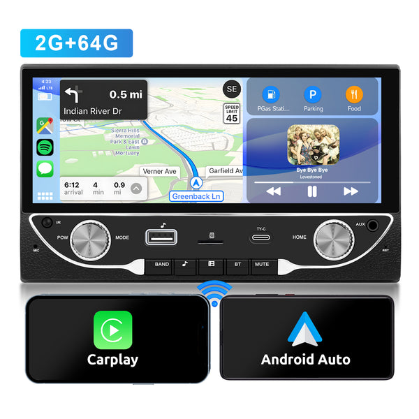 1 Din 6.2 inch CarPlay Car Radio Bluetooth Android-Auto MP5 Player Hand  Free USB FM Receiver Stereo Audio System Head Unit F170C
