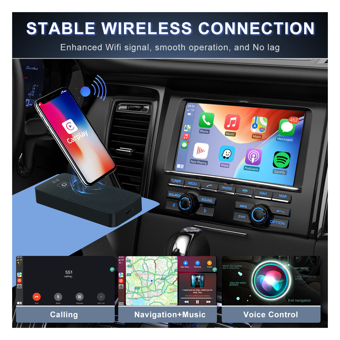 PODOFO 2023 New Upgrade Wireless CarPlay Dongle/Android Auto Adapter M