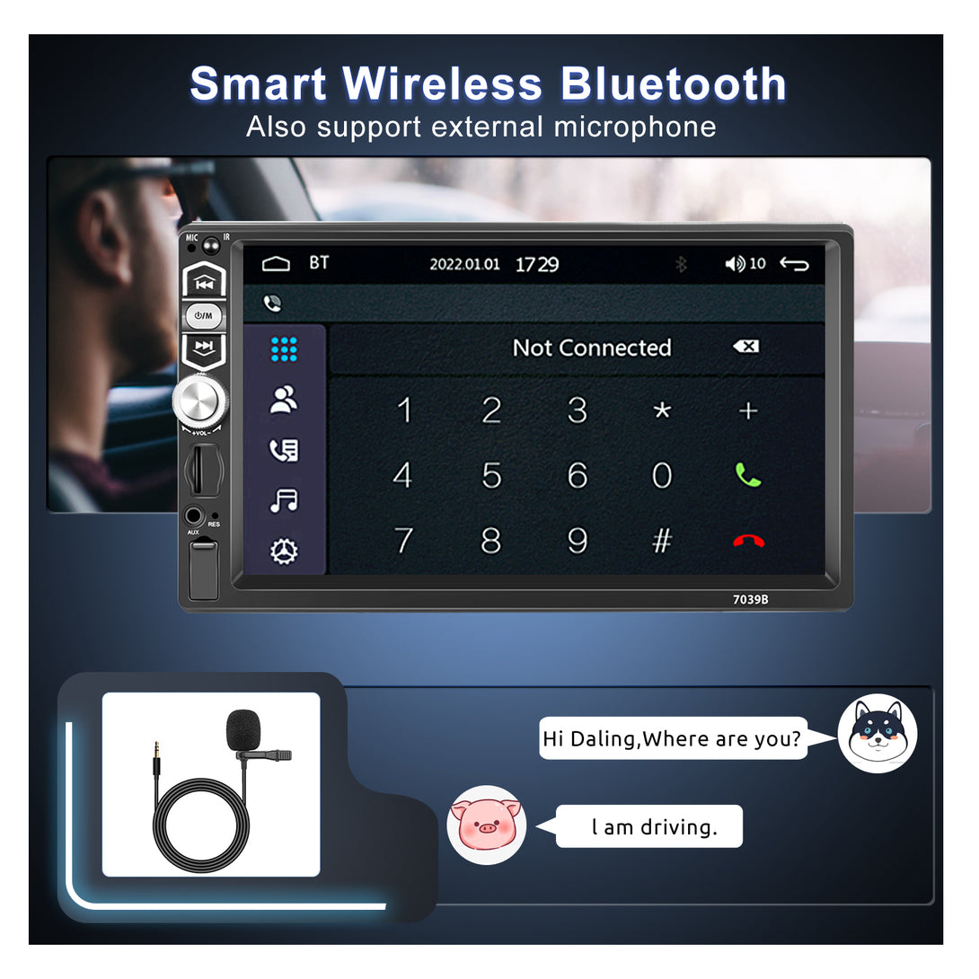 Podofo CarPlay & Android Auto Single DIN Car Stereo Radio with 7 inch Touchscreen MP5 Player, MirrorLink Bluetooth Audio