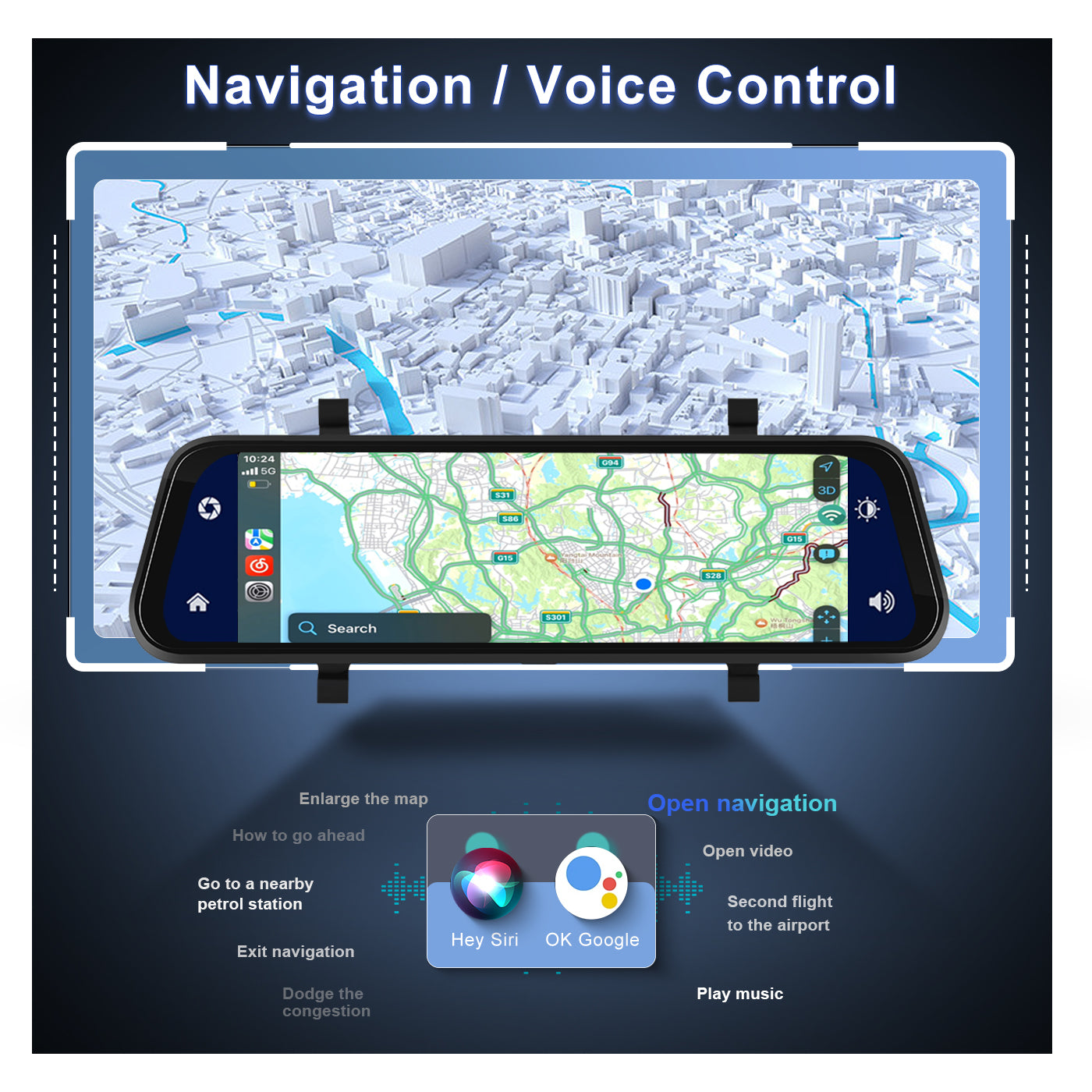 Podofo Telecamera per Auto 9.66'' Carplay Android Auto Senza Fili Sistema a  Doppia Telecamera Bluetooth WDR Registrazione in Loop con Scheda SD 64G con  Notturna AUX Trasmettitore FM 7-32V : : Elettronica