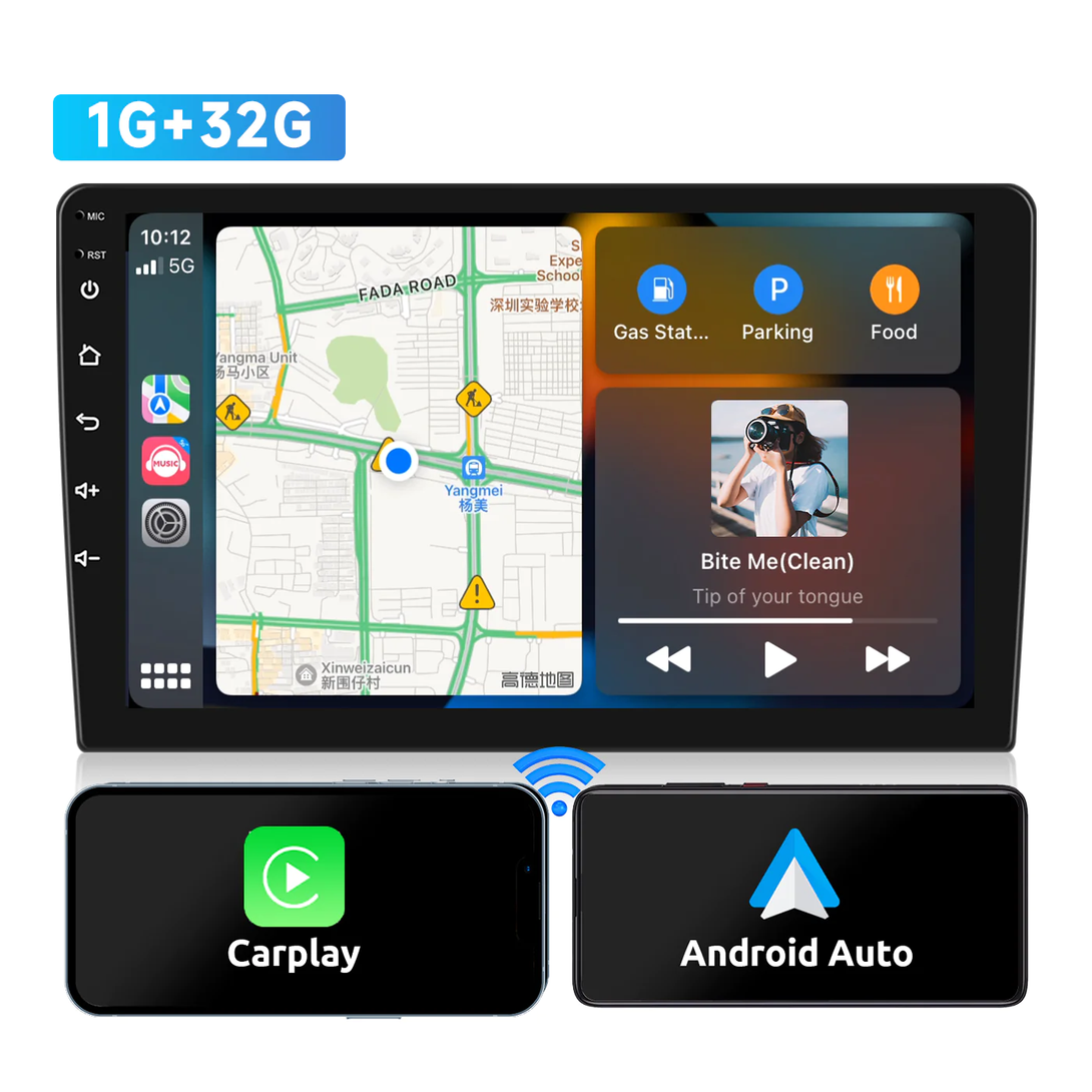  Android Car Stereo Double Din with Wireless Carplay Android Auto,  9 Inch Touch Screen Head Unit Supports GPS Navigation, WiFi, Hi-Fi Sound,  FM/RDS Radio, Split Screen + Backup Camera : Electronics