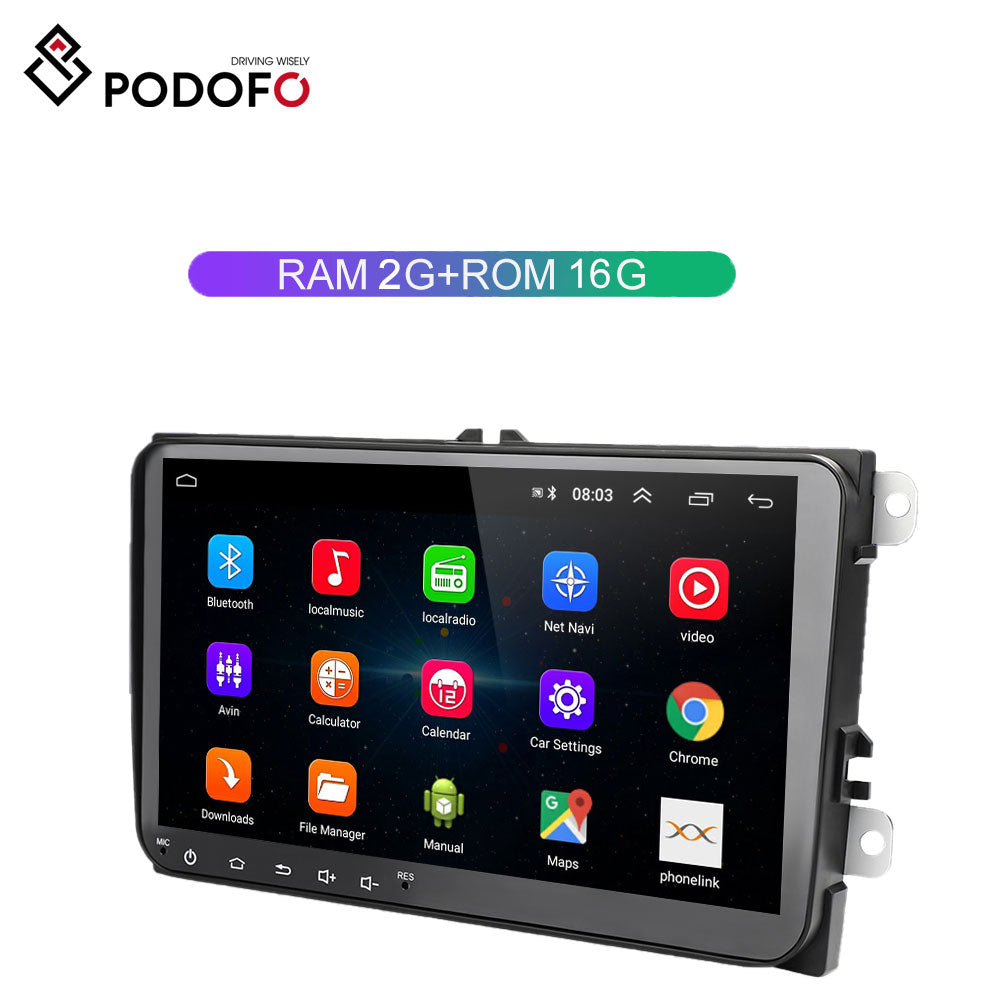 Acheter Podofo Android 9.1 2Din 9 pouces Autoradio pour Fiat 500