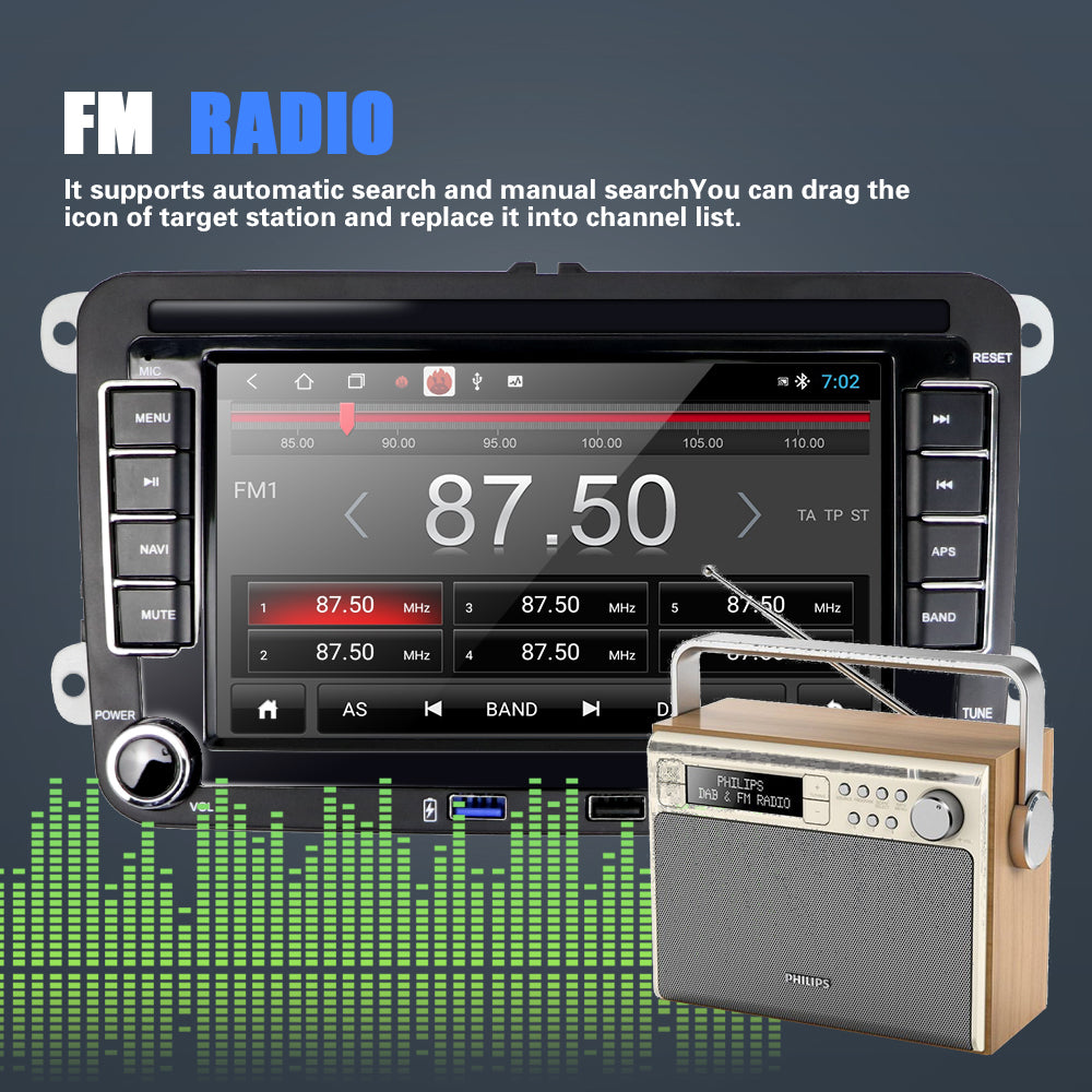 PODOFO 1 Din Android 10.1 Car Radio Autoradio 7''Foldable Touch Screen