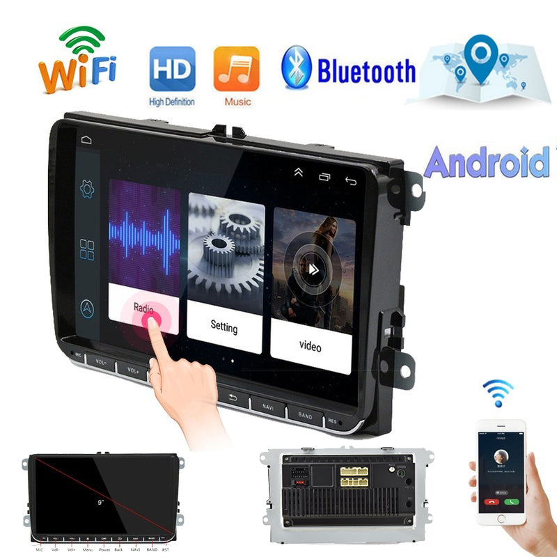 Podofo Android Autoradio GPS pour VW Seat Passat Golf MK5 MK6 9 Écran  Tactile Bluetooth Lecteur Multimédia de Voiture de Navigation Stéréo WiFi  FM