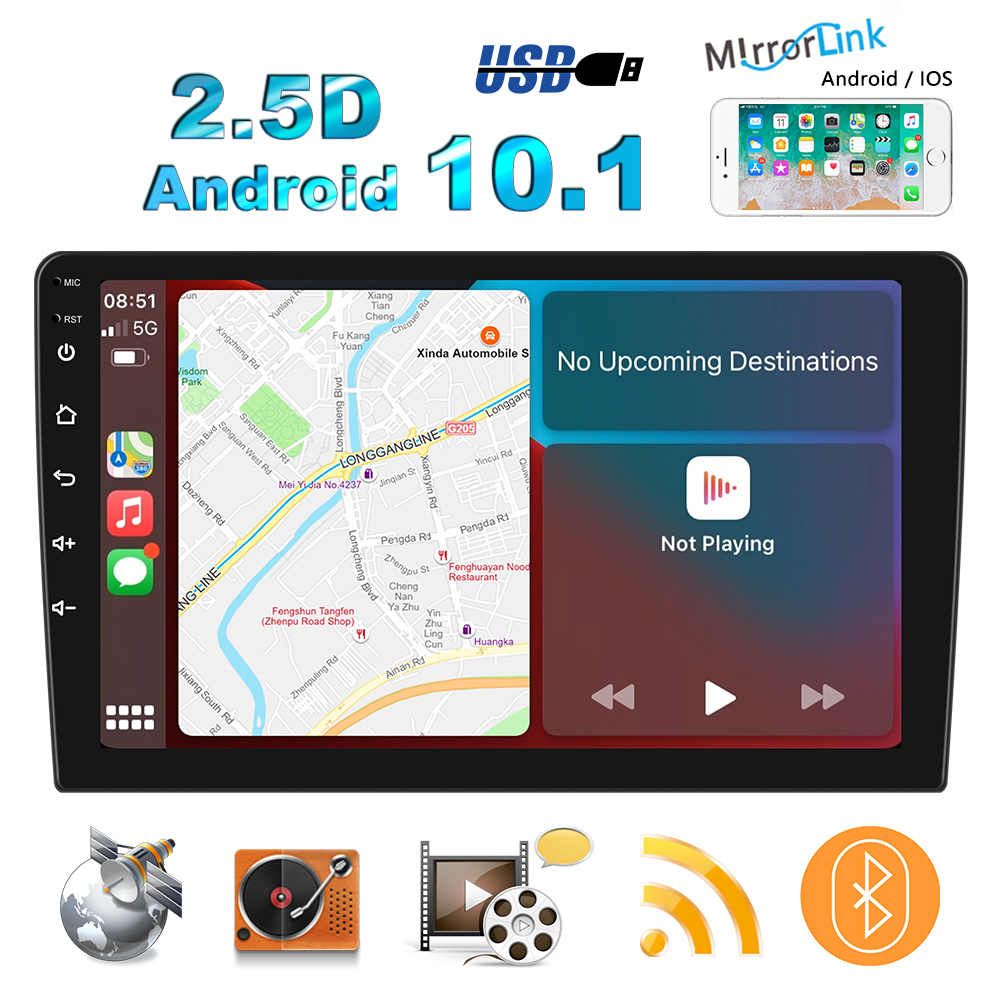 PODOFO 1 Din Android 10.1 Car Radio Autoradio 7''Foldable Touch Screen